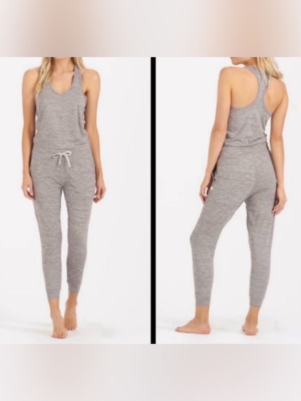 Vuori Heather Charcoal Lux Performance Racerback Jogger Jumpsuit - Size S